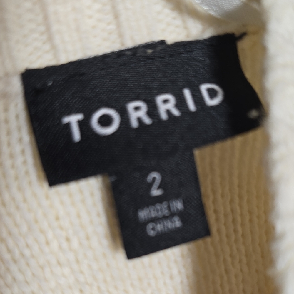 131 Torrid 2 2X Cream Long Sleeve Sweater Dress Off White - Picture 3 of 8